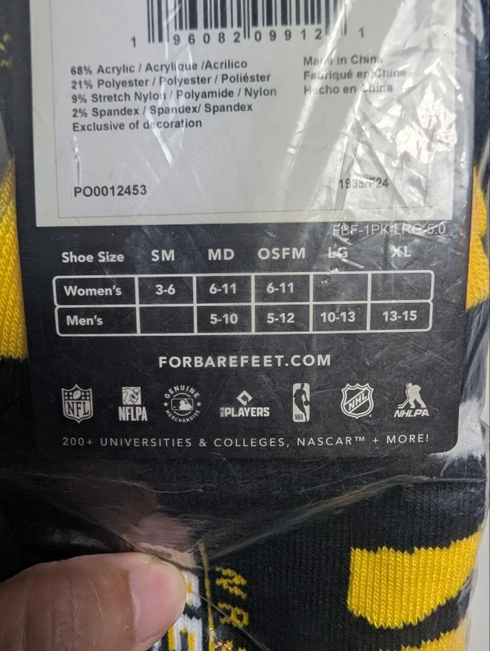 For Bare Feet Black/Yellow/White Hockey Team Crew Socks Nashville Predators NWT